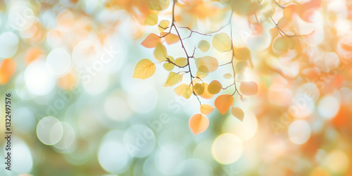 Gentle Autumn Leaves with Soft Bokeh Lighting in a Dreamy Composition