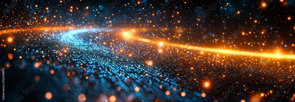 Fototapeta premium an abstract banner featuring defocused fiber optics lights