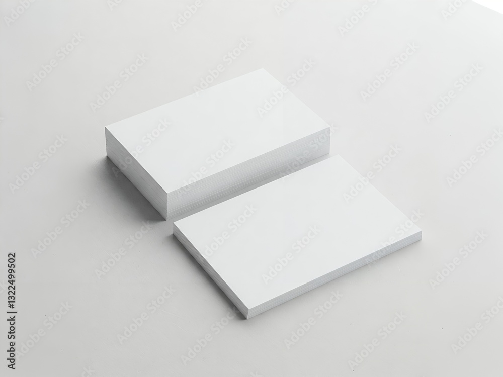 Two Stacked Blank Business Cards Mockup: Clean White Design Two Stacked Blank Business Cards Mockup: Clean White Design