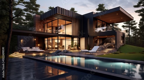 Modern and sleek architectural house with clean lines and minimal decoration