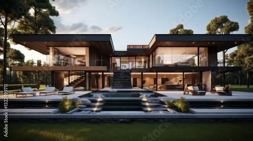 Modern and sleek architectural house with clean lines and minimalist features