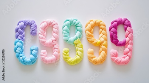 Knitted Crochet Numbers Set on White Background