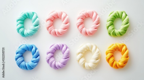 Knitted Crochet Numbers Set on White Background