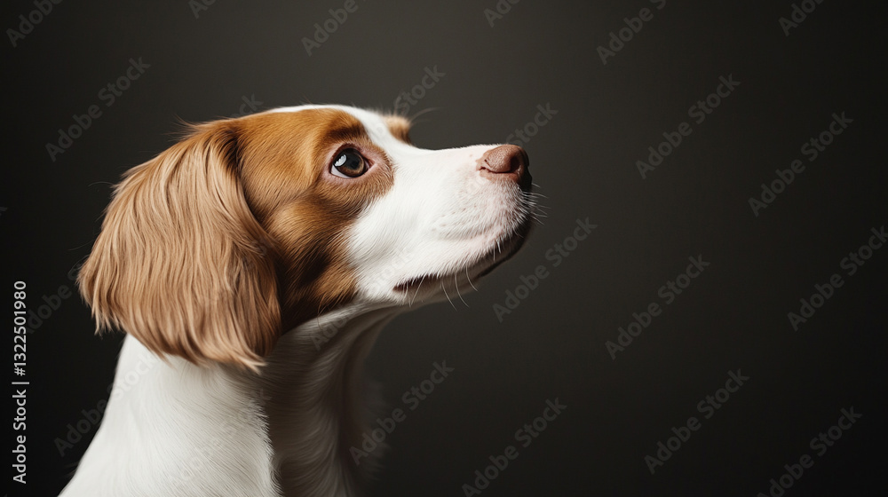 Emotional dog breeds concept. Dog profile with a soft focus on a dark background. Emotional dog breeds concept. Dog profile with a soft focus on a dark background.