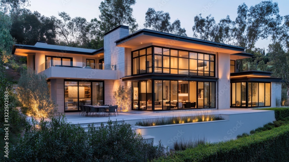 Modern and luxurious home overlooking lush green and natural surroundings Modern and luxurious home overlooking lush green and natural surroundings
