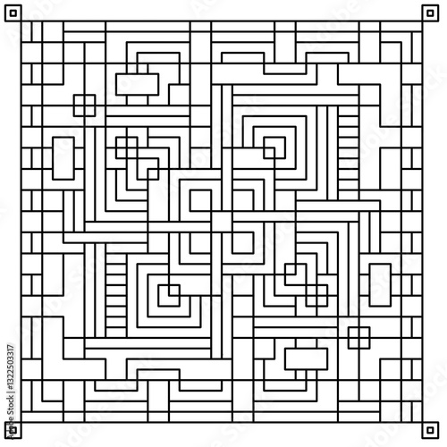 Abstract Geometric Maze - Intricate Symmetrical Design