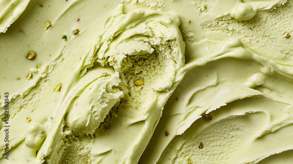 Fototapeta premium Creamy pistachio ice cream close-up for background