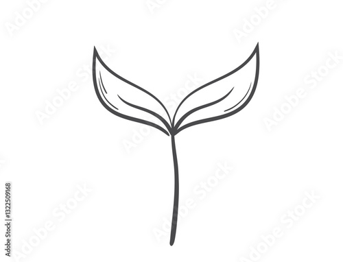 Spring sprouted plant line illustration. Seedling, planting and nature design element. Isolated vector image