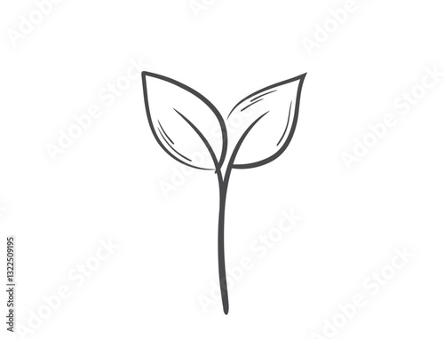 Sprouted plant illustration line illustration. Seedling, planting and spring design element. Isolated vector image