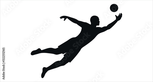 Goalkeeper Jump Silhouette Vector, Soccer Save, Football Keeper, Goal Stop, Sports Action, Athletic Pose, Goal Defense, Goalie Dive, Dynamic Motion, Sports Illustration, Digital Art