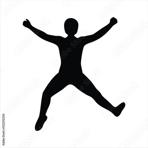 Person Jumping Silhouette Vector, Action Pose, Dynamic Movement, Sports Figure, Jump, Athlete, Energy, Fitness, Motion, Acrobat, Performance, Active Lifestyle, Exercise, Freedom, Dance