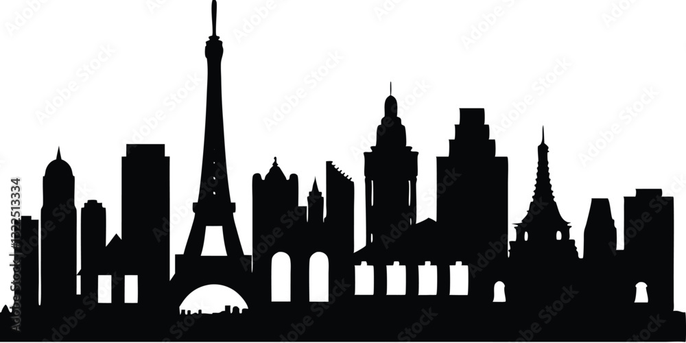 Obraz premium Iconic Landmark Silhouettes in Vector