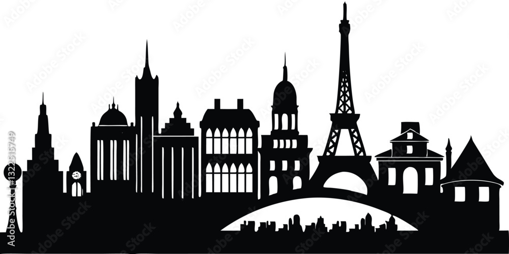 Fototapeta premium Iconic Landmark Silhouettes in Vector