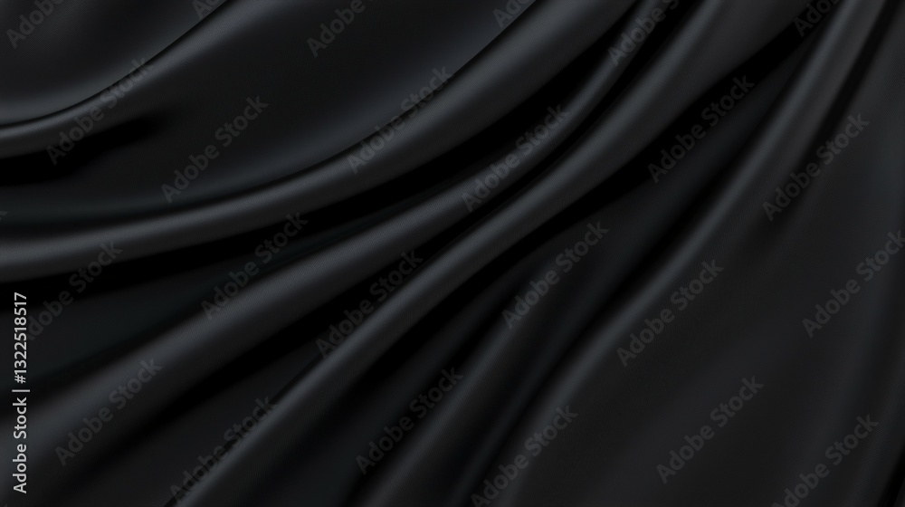 Obraz premium A flowing dark fabric with soft and elegant folds creating lines
