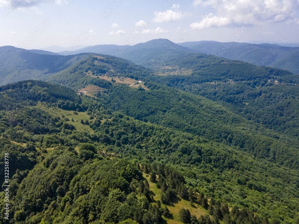 Fototapeta premium Landscape of Erul mountain near Kamenititsa peak, Bulgaria