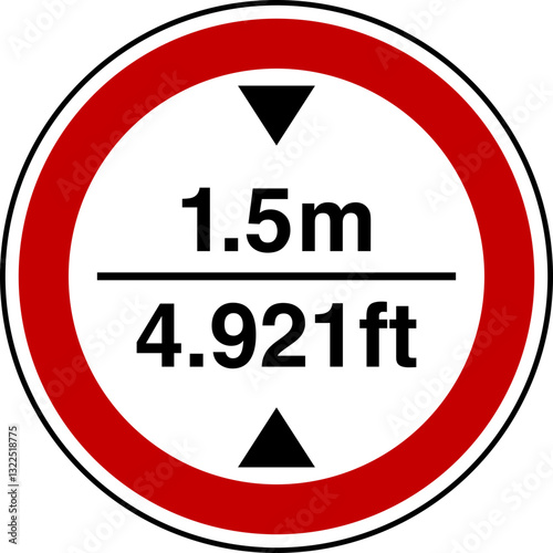 Free Download 1.5 m height restriction circular sign sticker with conversion to feet - GFXLoad