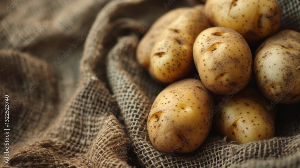 Rustic Still Life of Freshly Harvested Organic Potatoes in Natural Earthy Setting Rustic Still Life of Freshly Harvested Organic Potatoes in Natural Earthy Setting