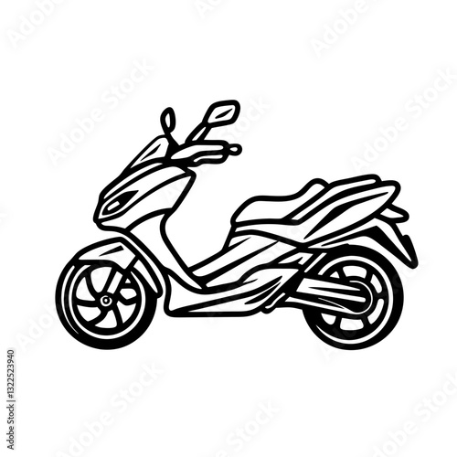 Minimalist Scooter Icon for Urban Mobility, Transportation, and Motorcycle Culture