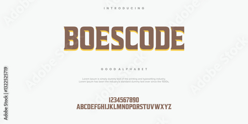Boescode Modern abstract digital alphabet font. Minimal technology typography, Creative urban sport fashion futuristic font and with numbers. vector illustration