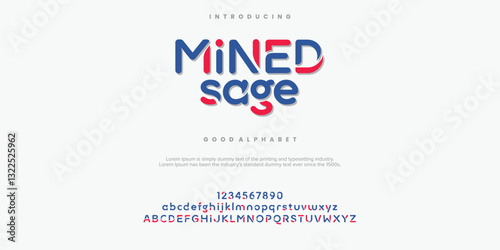 Mined Sage alphabet font. Typography, Creative urban sport fashion futuristic font and with numbers. vector illustration