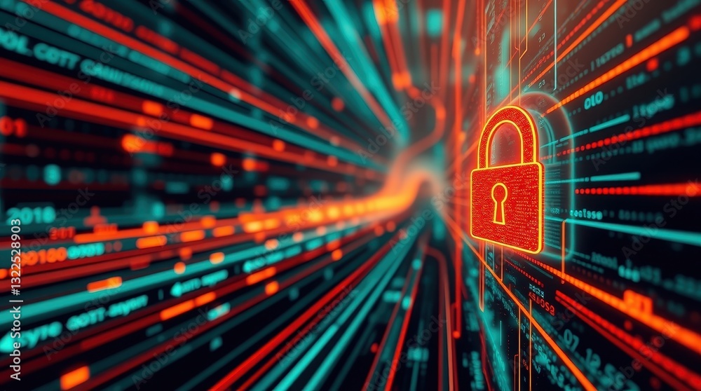 Fototapeta premium Digital Data Protection with Lock Symbol and Network Security