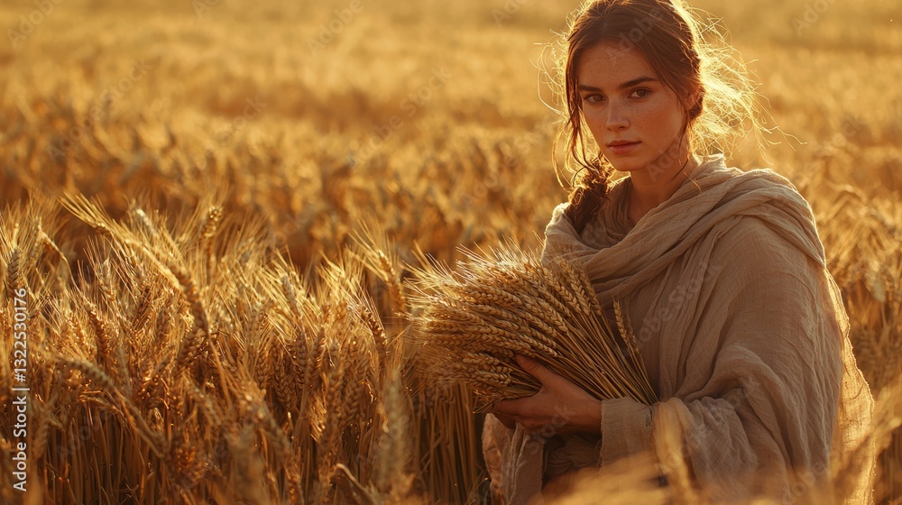 custom made wallpaper toronto digitalSerene Scene of Ruth in a Vast Field of Golden Wheat