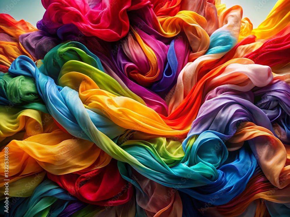Abstract Colorful Fabric Swirl, Artistic Textile Texture, Vibrant Background Abstract Colorful Fabric Swirl, Artistic Textile Texture, Vibrant Background