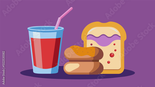 Indulge in the classic combination of peanut butter and jelly with a creamy g soda.. Vector illustration