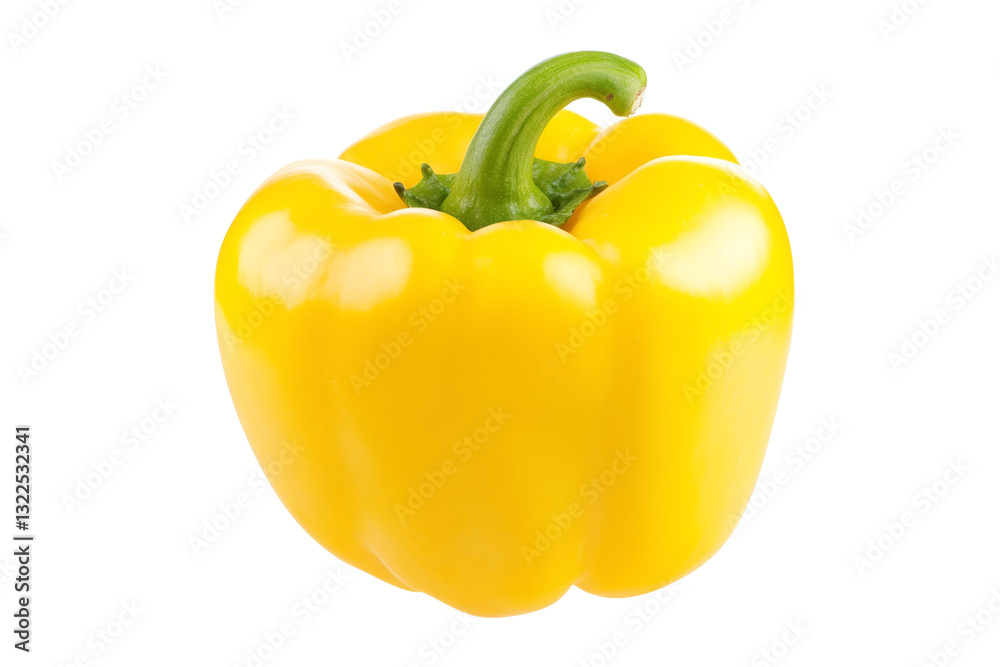 Yellow pepper with a green stem, isolated Yellow pepper with a green stem, isolated
