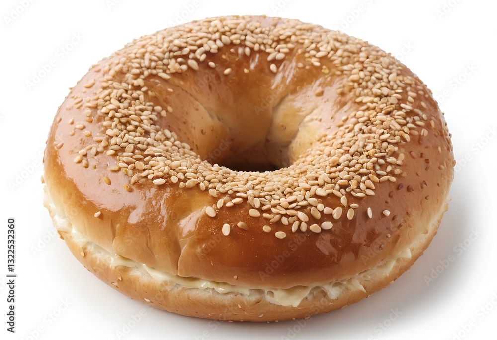 bagel with sesame seeds on white background bagel with sesame seeds on white background