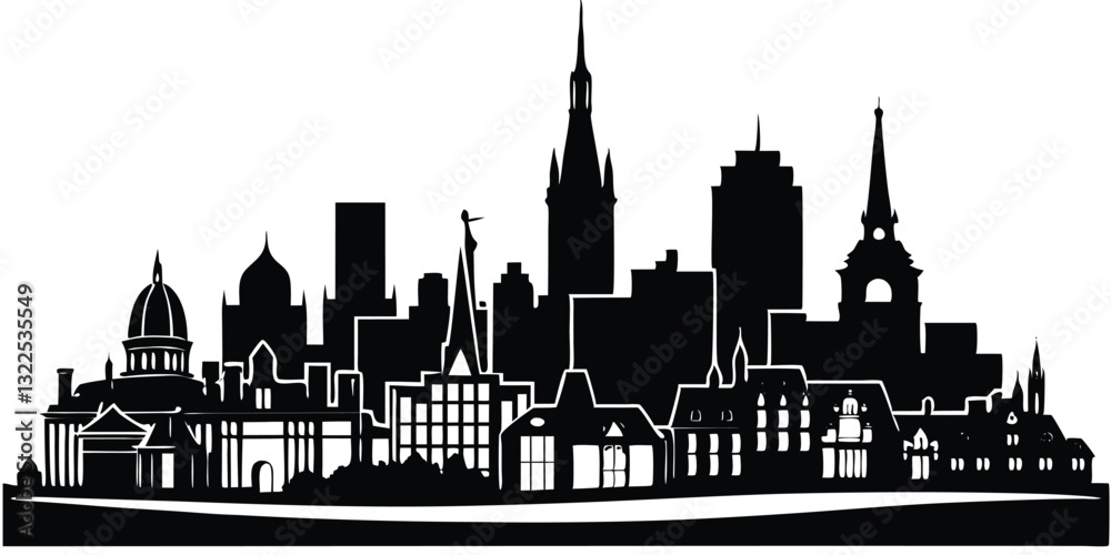 Obraz premium France landmark skyline silhouette illustration.Background silhouettes