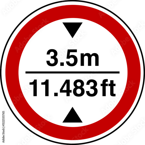 Free Download 3.5 m height restriction circular sign sticker with conversion to 11.483 feet - GFXLoad