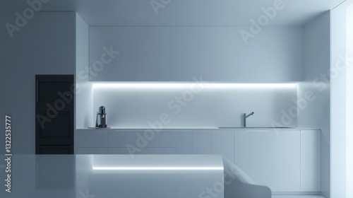 Wallpaper Mural Modern minimalist kitchen design featuring cabinets and island with lights Torontodigital.ca