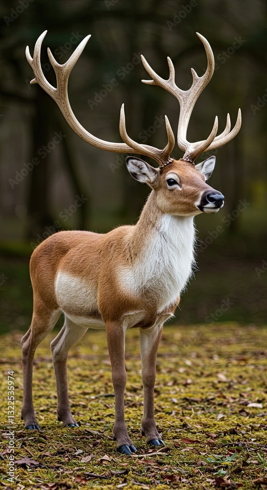Majestic deer with impressive antlers standing gracefully in autumn forest Majestic deer with impressive antlers standing gracefully in autumn forest