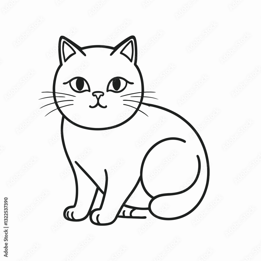 Obraz premium Flat line art illustration of a cat