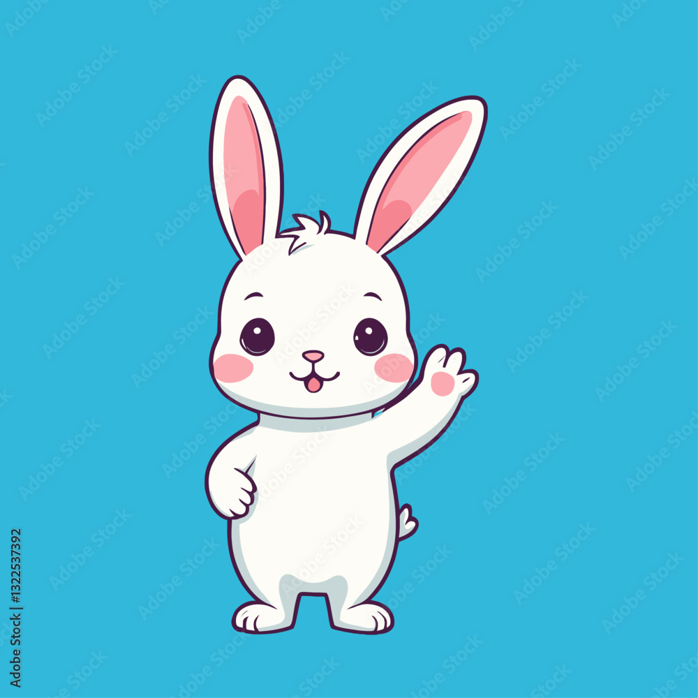 Cute Rabbit Waving Hand Cartoon Vector Illustration Cute Rabbit Waving Hand Cartoon Vector Illustration