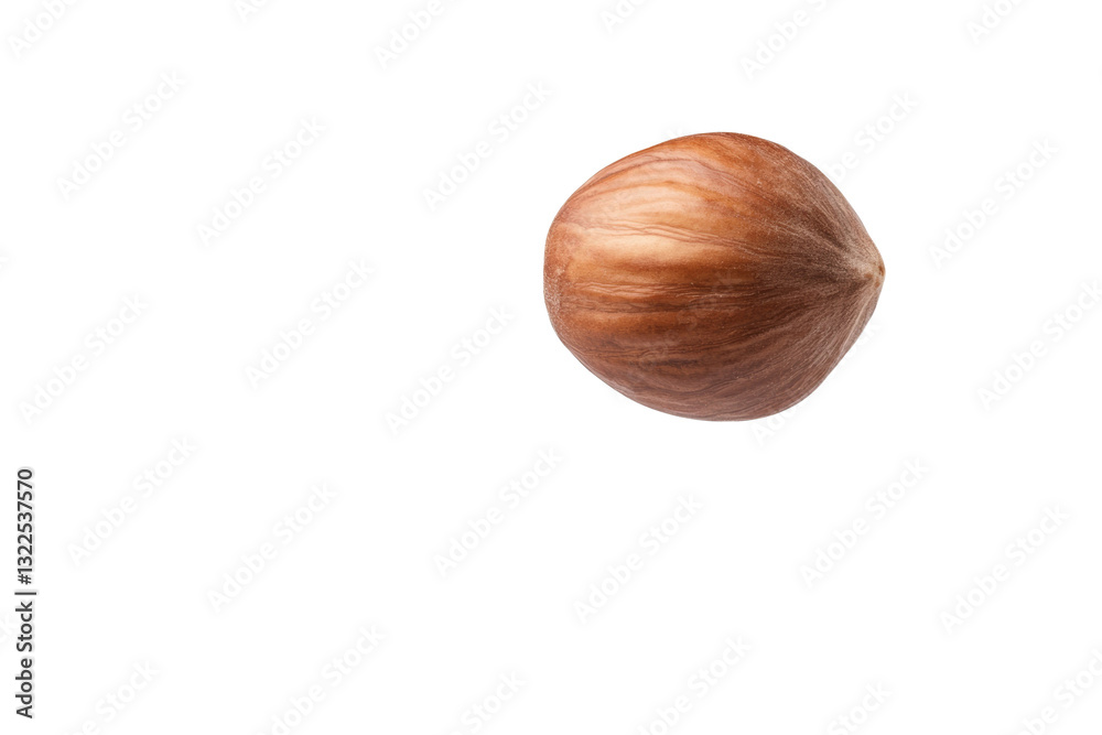 Nut is shown in mid-air, with its shell still attached, isolated Nut is shown in mid-air, with its shell still attached, isolated