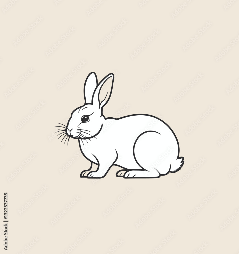 Obraz premium Flat line art illustration of a bunny