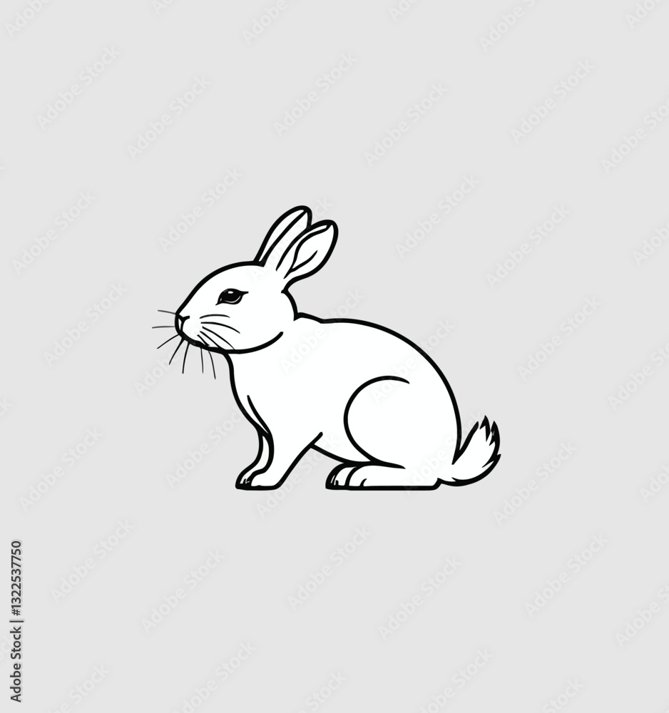 Fototapeta premium Flat line art illustration of a bunny
