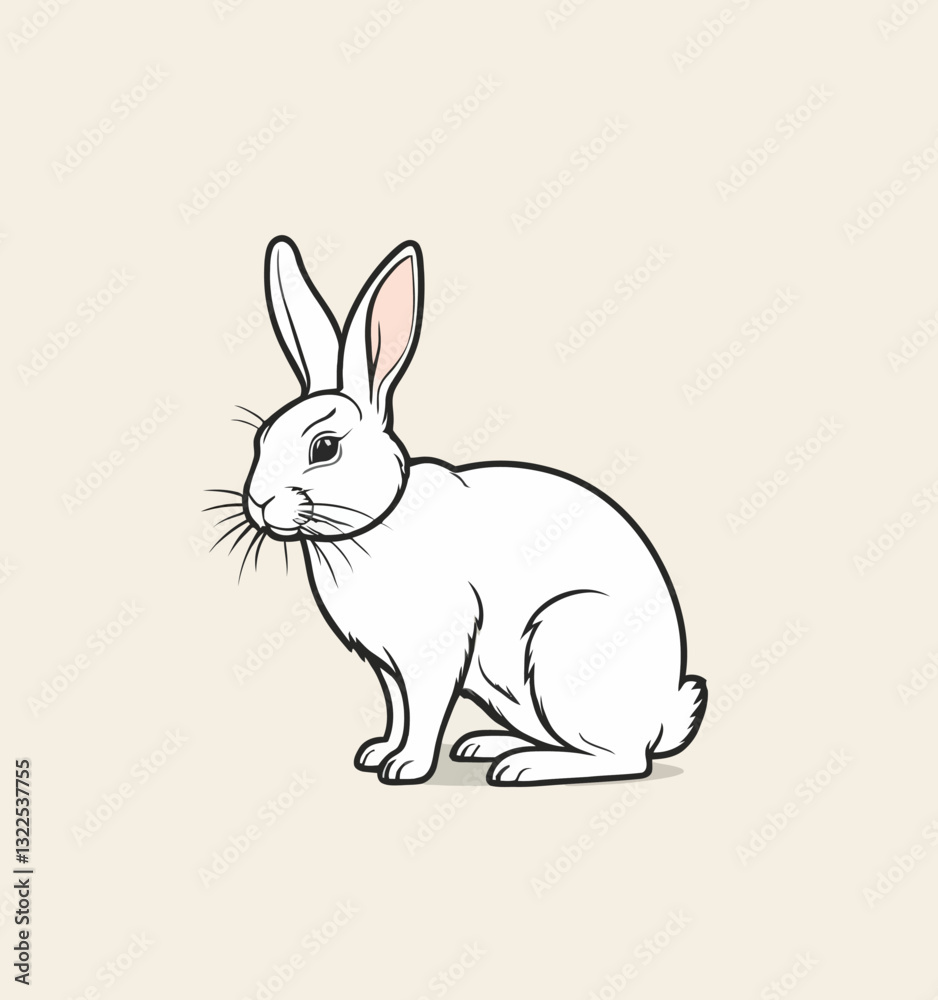 Flat line art illustration of a bunny Flat line art illustration of a bunny
