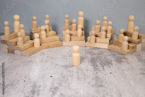 Obraz na plátně concept scene - in front of many various pawns on green baize table