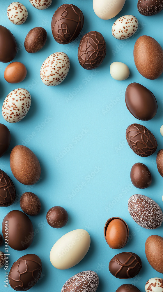 Chocolate Easter egg border with text space