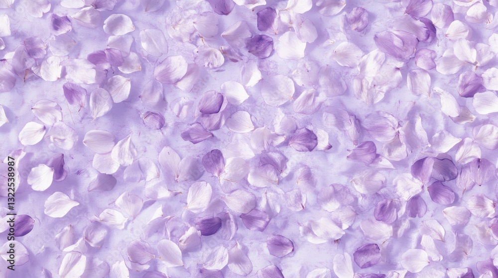 Fototapeta premium A soft lavender background covered in a layer of fallen cherry blossom petals.