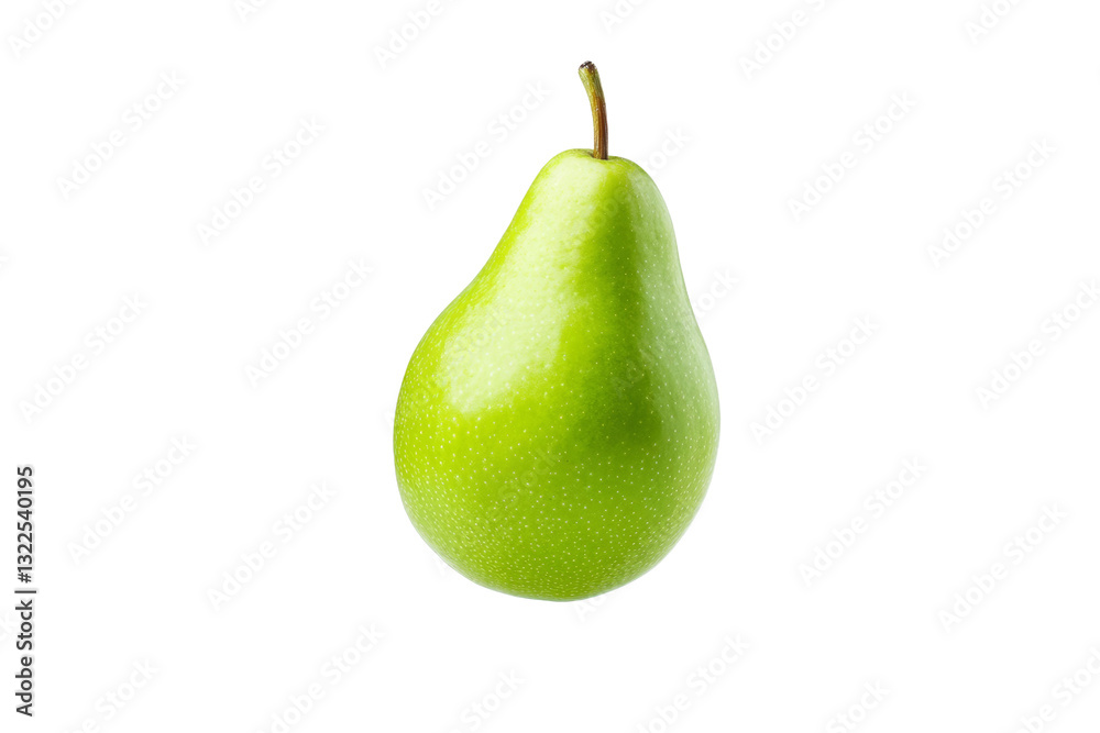 Green pear is sitting on a white background, isolated Green pear is sitting on a white background, isolated