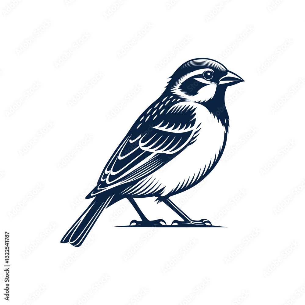 Fototapeta premium House Sparrow bird silhouette logo vector line art logo design