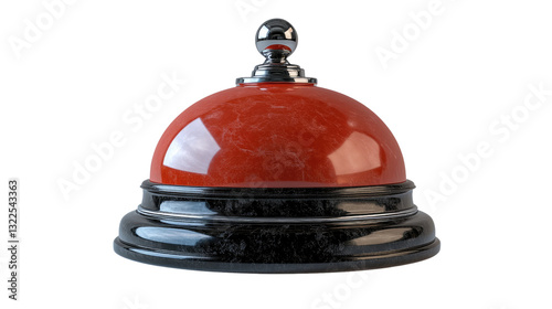 Customer Service Alert: A classic red and chrome desk bell, ready to summon attention, symbolizes the prompt availability of assistance.