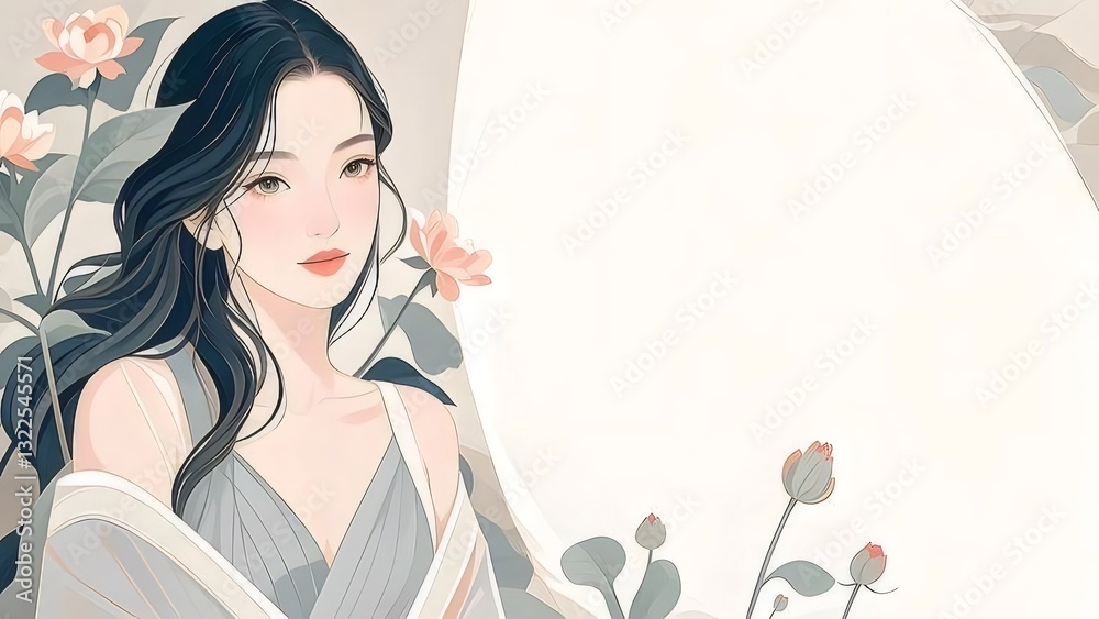 Delicate Portrait of a Woman with a Camellia Delicate Portrait of a Woman with a Camellia