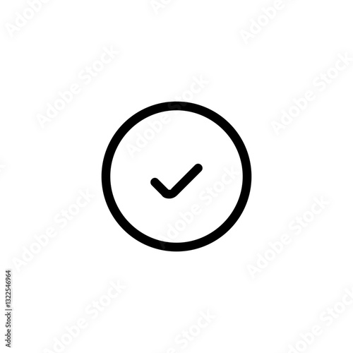 Free Download A Simple Checkmark Icon Signifying Completion, Approval, Or Agreement, Rendered In Bold Black Lines Against A Clean White Background - GFXLoad