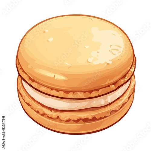 Coconut Macaron Icon Vector Illustration – Delicious, Tropical, and Sweet Coconut Macaron Design
