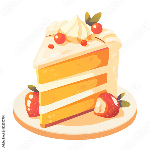 Dobos Torte Icon Vector Illustration – A Classic Hungarian Layered Cake with Caramel Glaze and Sponge Layers
